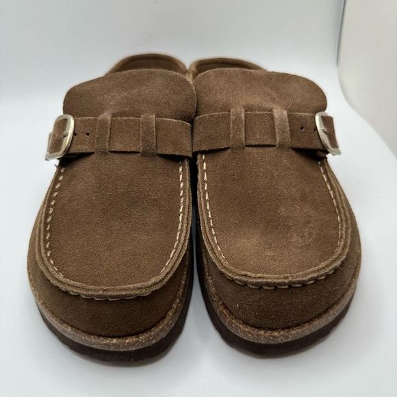 CUSHIONAIRE Women's Genuine Leather Cork Footbed Clog with +Comfort 8.5 BROWN - Picture 2 of 7